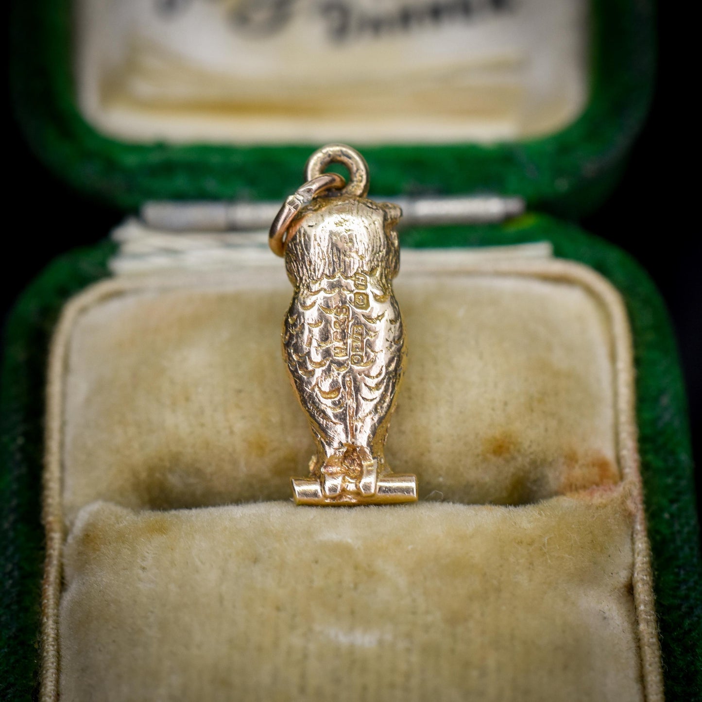 Vintage 9ct Gold Wise Owl Charm Pendant | Dated 1957