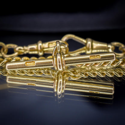 Antique 18ct Yellow Gold Curb Link Albert Watch Chain Necklace | 15.75"