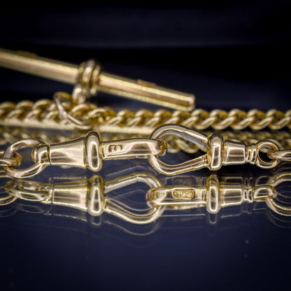 Antique 18ct Yellow Gold Curb Link Albert Watch Chain Necklace | 15.75"