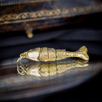 Vintage 9ct Gold Articulated Fish Charm | London 1972