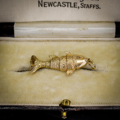 Vintage 9ct Gold Articulated Fish Charm | London 1972