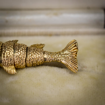 Vintage 9ct Gold Articulated Fish Charm | London 1972