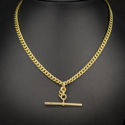 Antique 18ct Yellow Gold Curb Link Albert Watch Chain Necklace | 15"