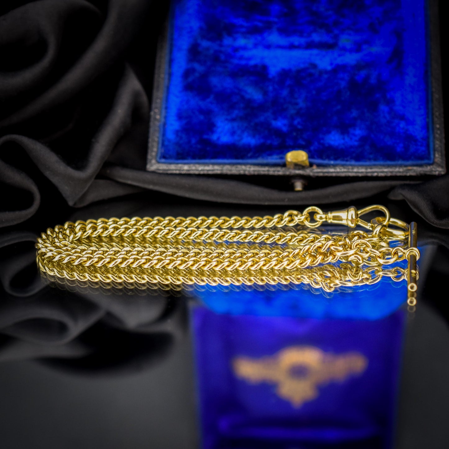 Antique 18ct Yellow Gold Curb Link Albert Watch Chain Necklace | 15"