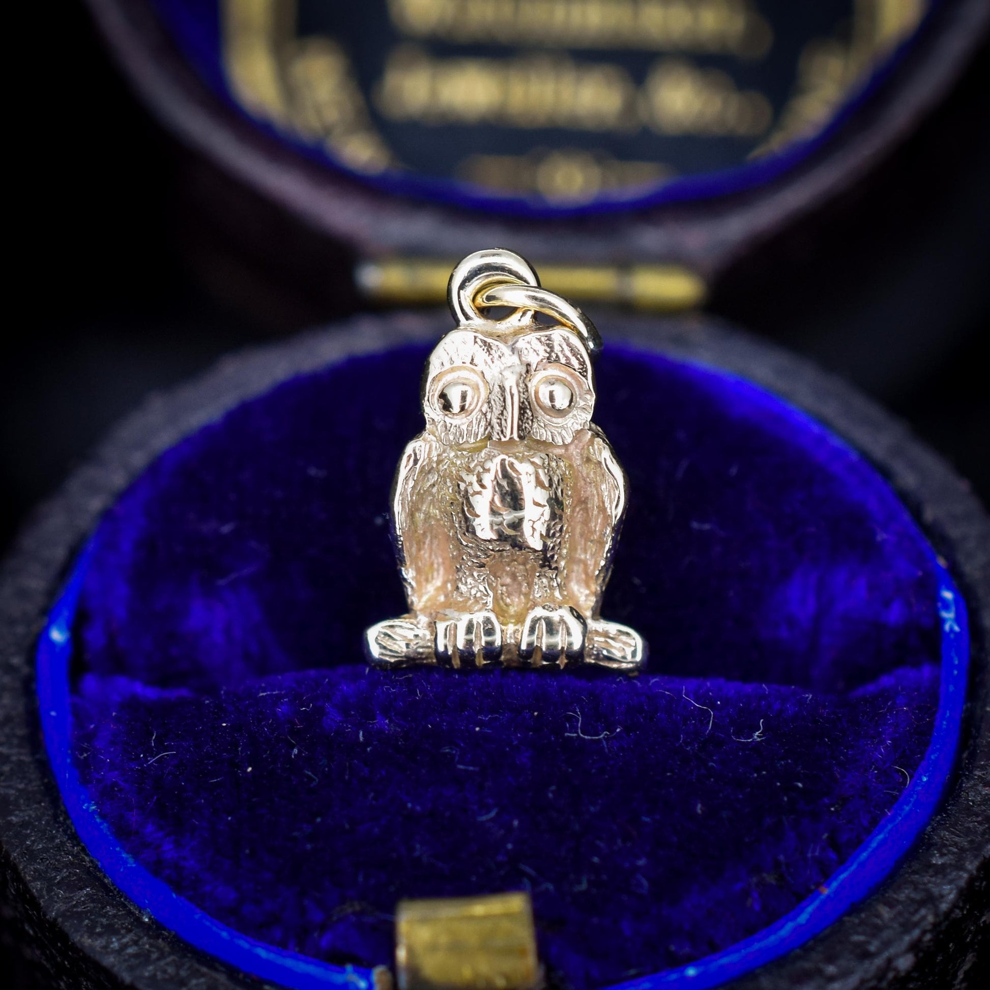 Antique 9ct Gold Owl Charm Pendant