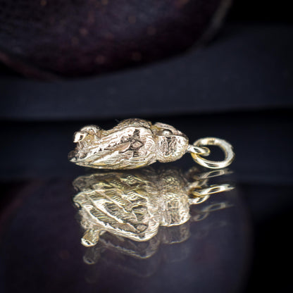 Antique 9ct Gold Owl Charm Pendant