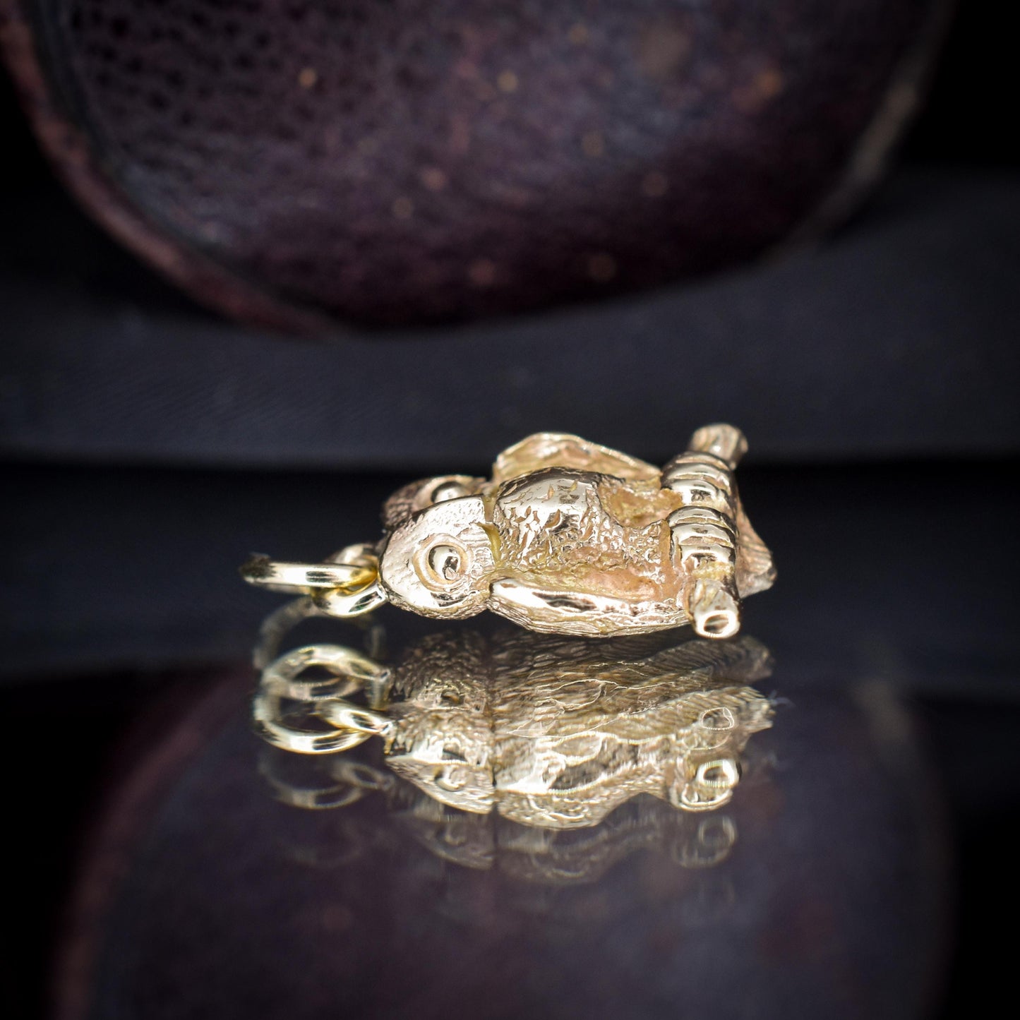 Antique 9ct Gold Owl Charm Pendant