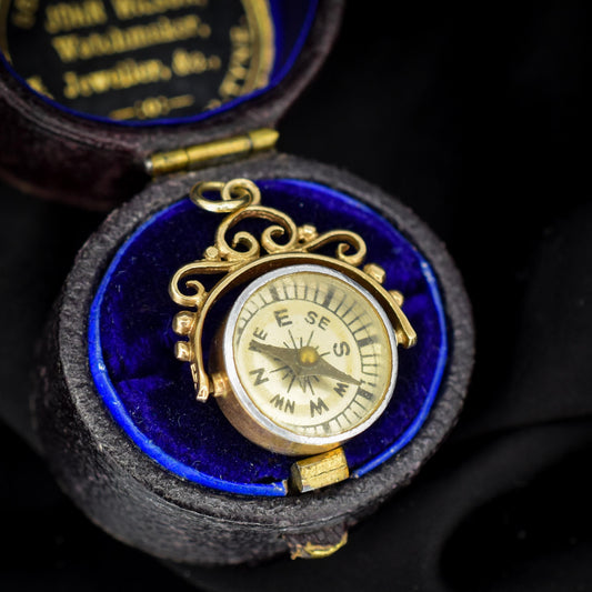 Vintage 9ct Gold Compass Pendant Charm | Birmingham 1964