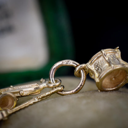 Vintage 9ct Gold Trio of Musical Instruments Charm Pendant