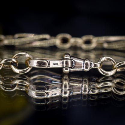 Vintage Fancy Twist Trombone Link 9ct Yellow Gold Bracelet with Dog Clip | 8.7"