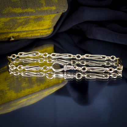 Vintage Fancy Twist Trombone Link 9ct Yellow Gold Bracelet with Dog Clip | 8.7"