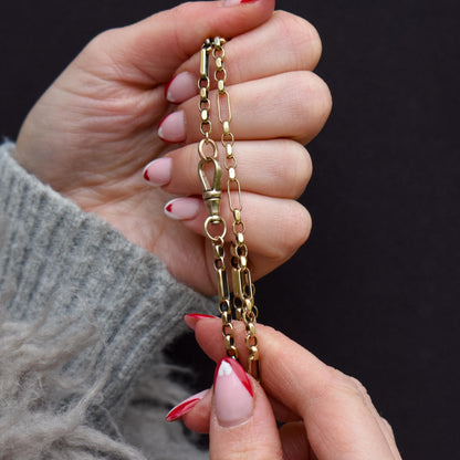 Vintage 9ct Gold 19″ Fancy Link Chain Necklace with Dog Clip