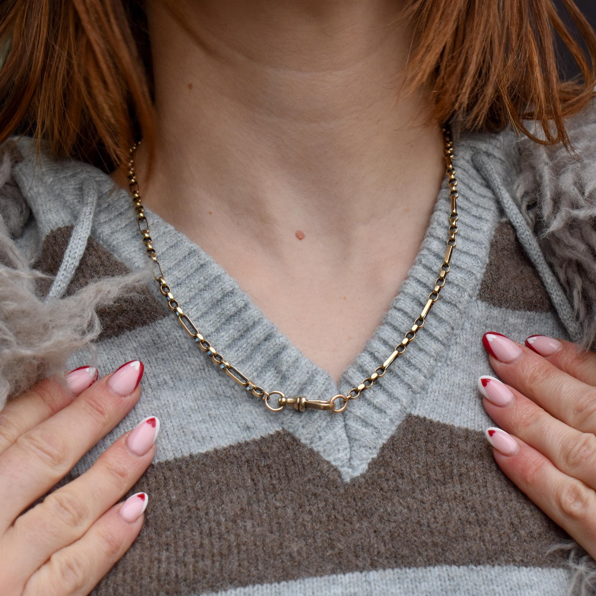 Vintage 9ct Gold 19″ Fancy Link Chain Necklace with Dog Clip