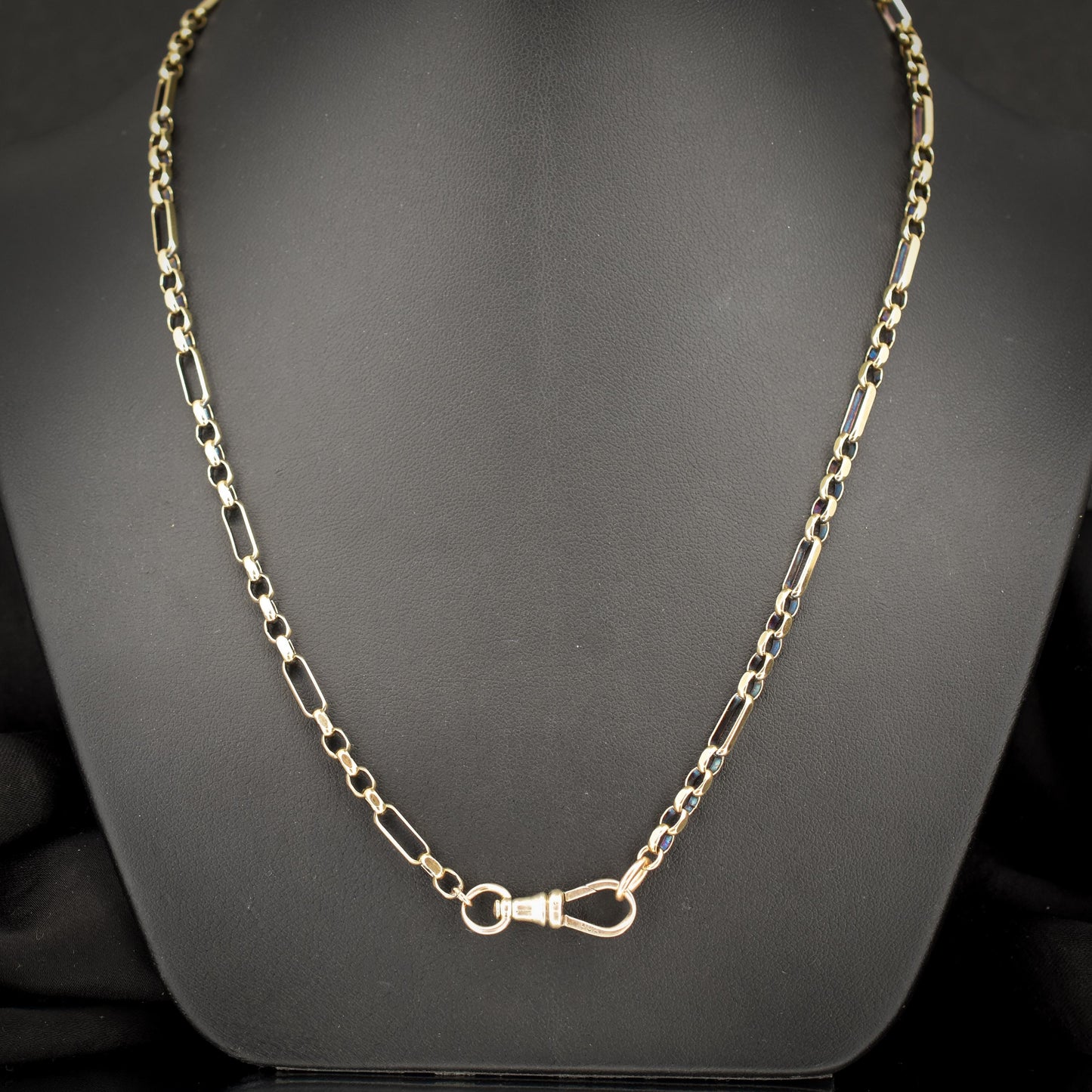 Vintage 9ct Gold 19″ Fancy Link Chain Necklace with Dog Clip