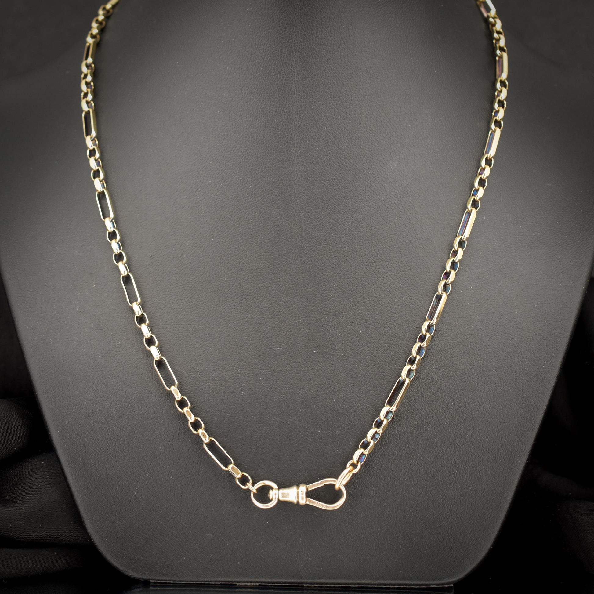 Vintage 9ct Gold 19″ Fancy Link Chain Necklace with Dog Clip