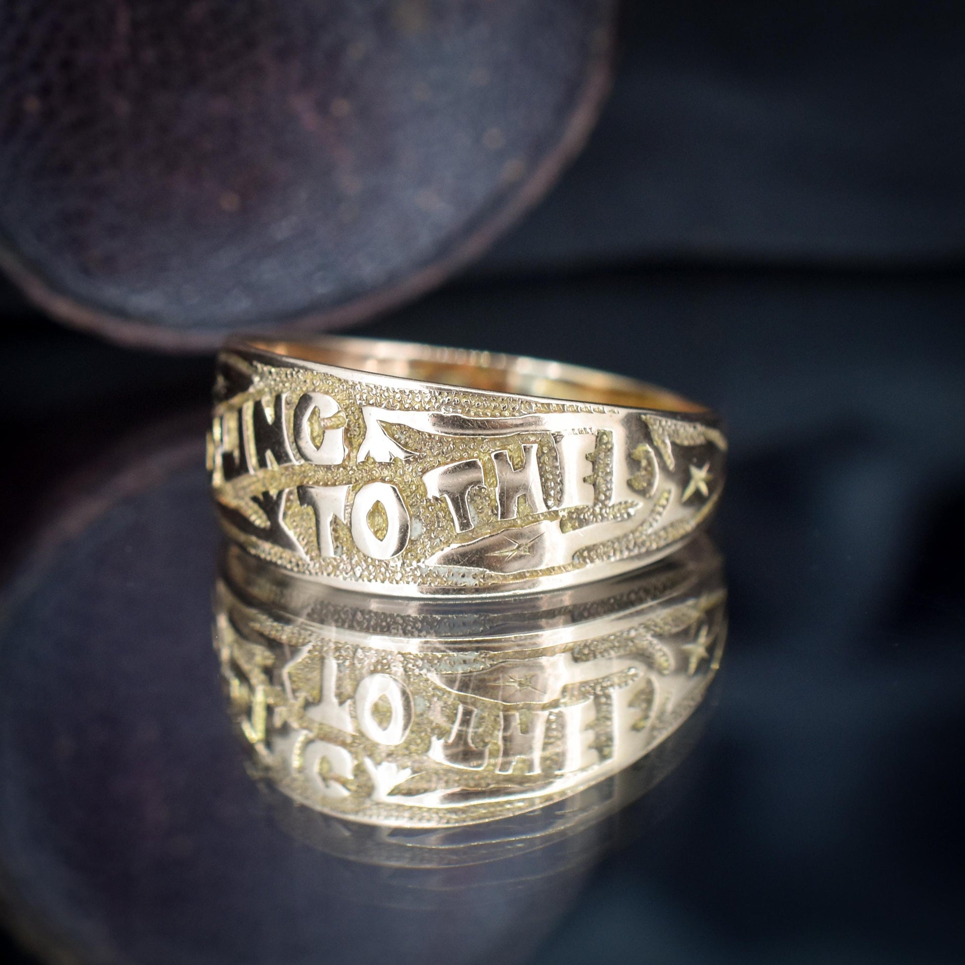 Antique Victorian 'I Cling To Thee' 9ct Gold Wide Band Ring | Birmingham 1891