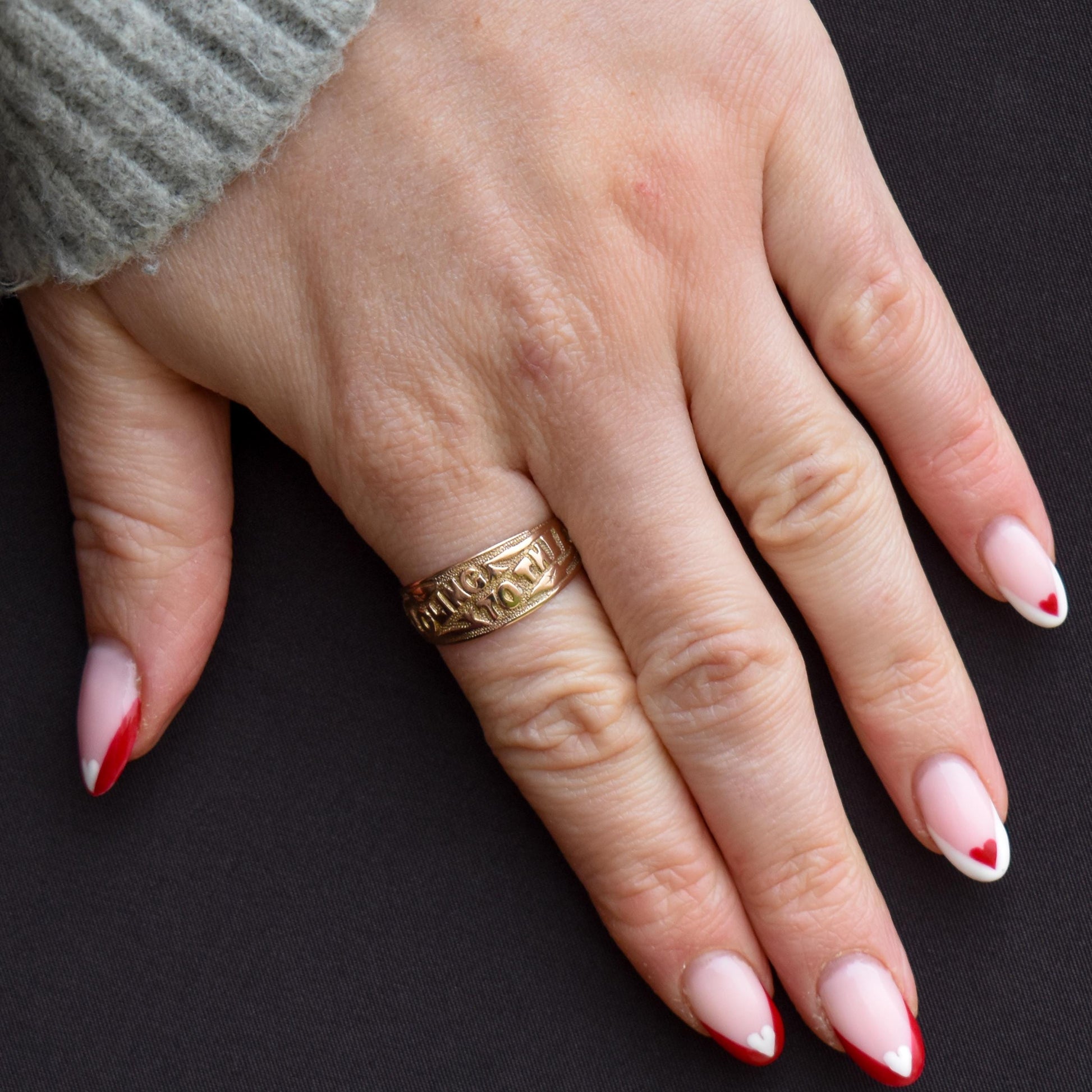 Antique Victorian 'I Cling To Thee' 9ct Gold Wide Band Ring | Birmingham 1891