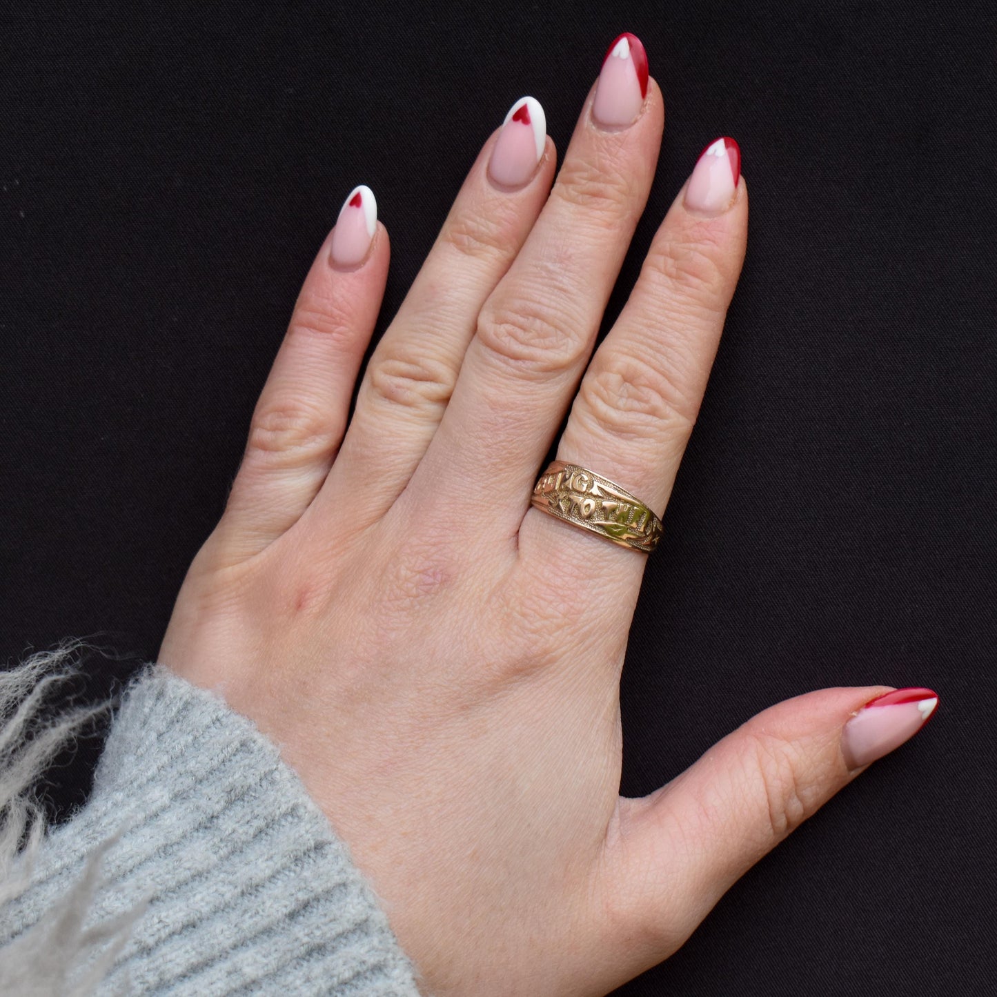 Antique Victorian 'I Cling To Thee' 9ct Gold Wide Band Ring | Birmingham 1891