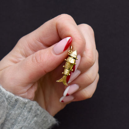 Vintage 9ct Gold Articulated Fish Charm | Birmingham 1969
