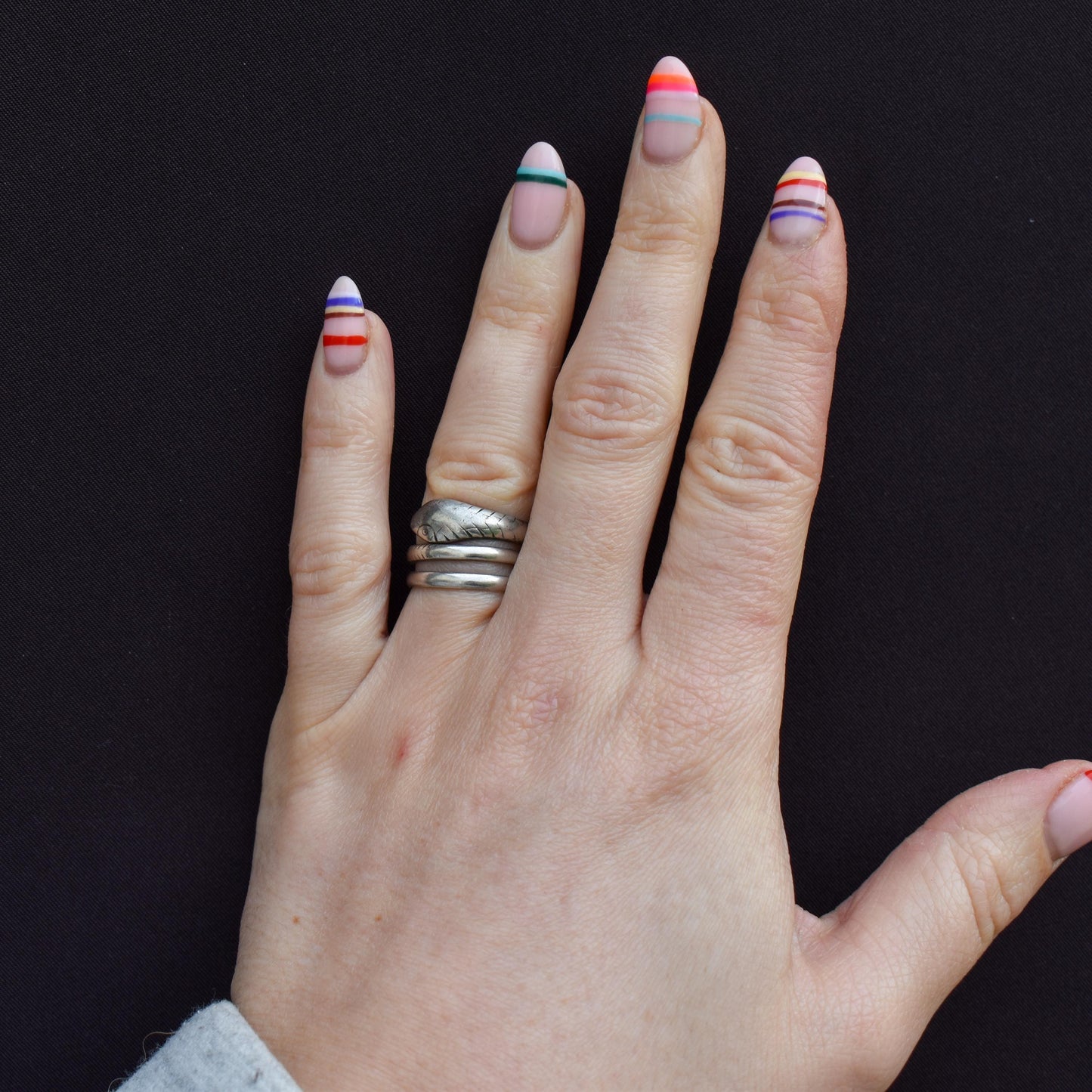 Antique French Snake Serpent Silver Coiled Dress Ring