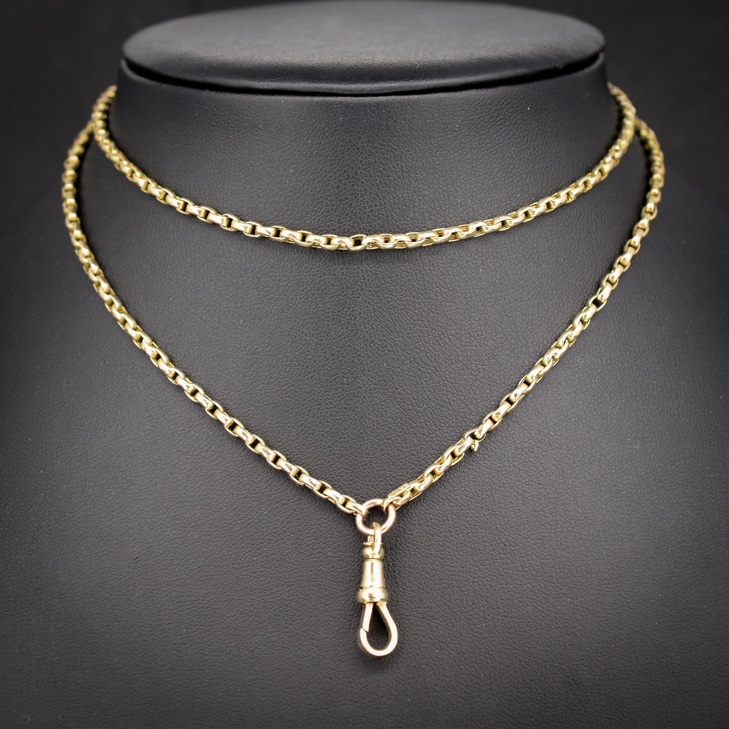 Antique Victorian 9ct Gold Faceted Link Chain Necklace with Dog Clip | 26"