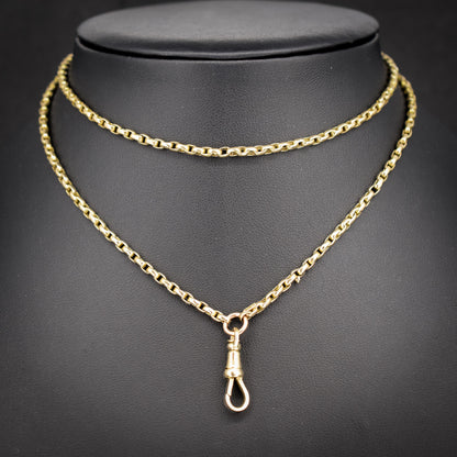 Antique Victorian 9ct Gold Faceted Link Chain Necklace with Dog Clip | 26"