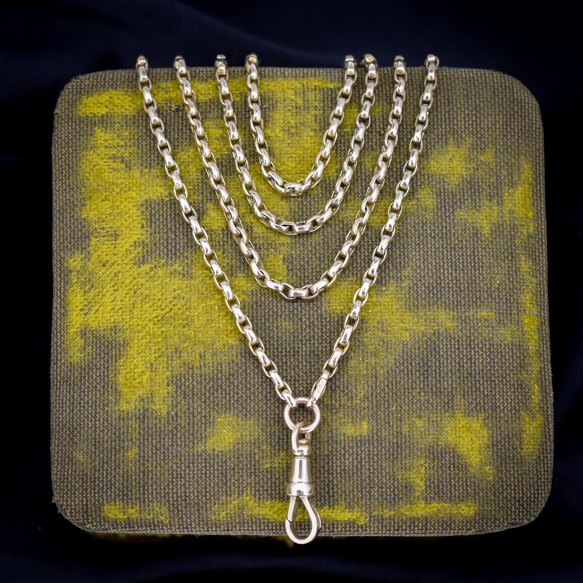 Antique Victorian 9ct Gold Faceted Link Chain Necklace with Dog Clip | 26"