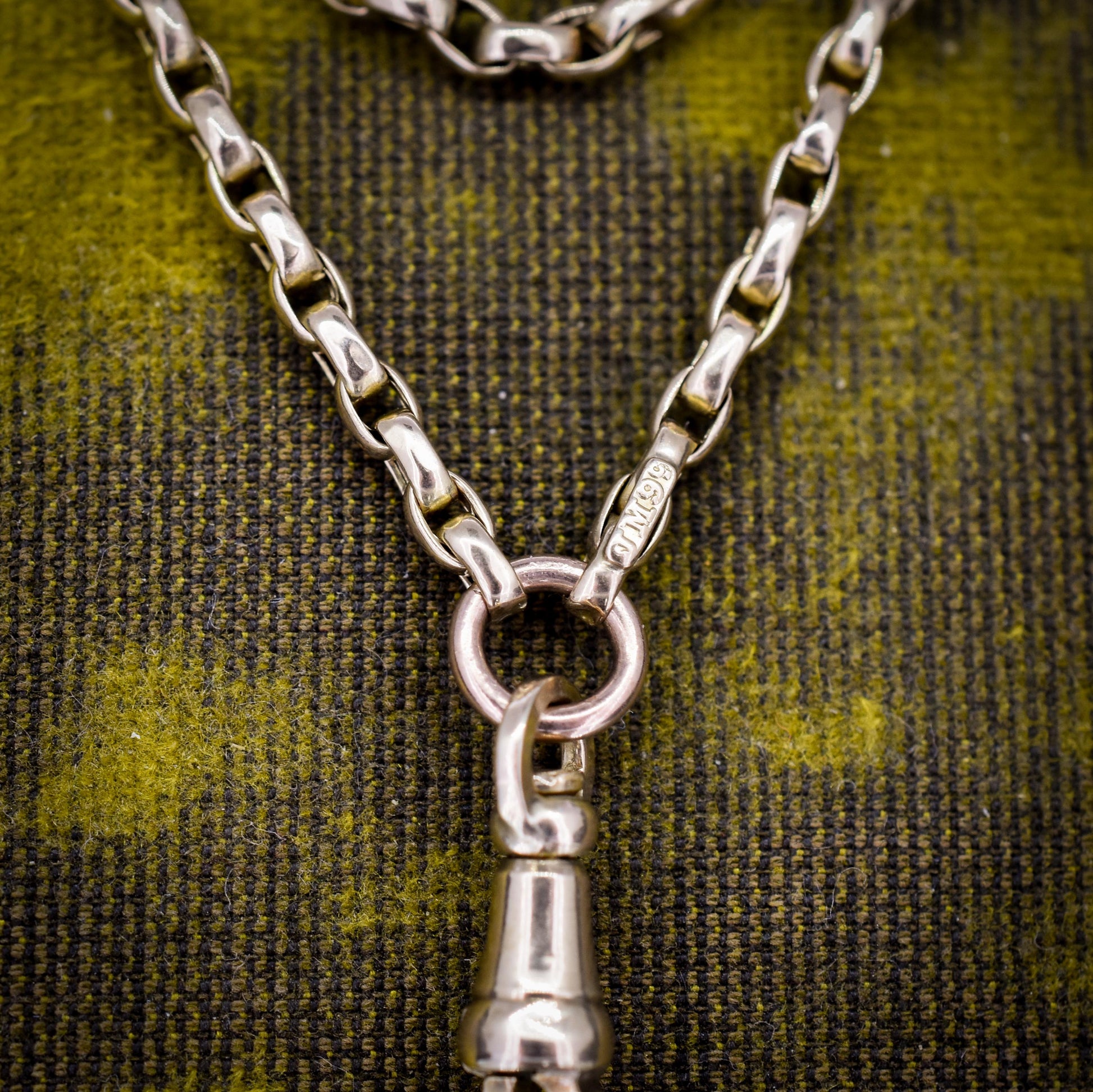 Antique Victorian 9ct Gold Faceted Link Chain Necklace with Dog Clip | 26"