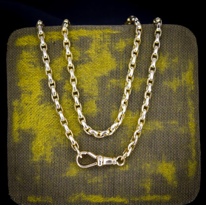 Antique Victorian 9ct Gold Faceted Link Chain Necklace with Dog Clip | 17.75"