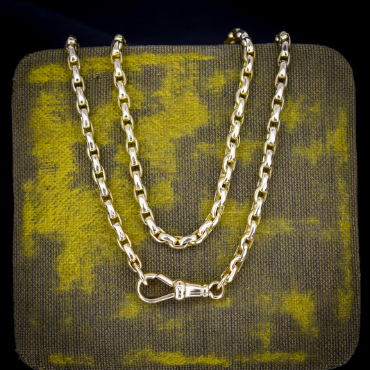 Antique Victorian 9ct Gold Faceted Link Chain Necklace with Dog Clip | 17.75"