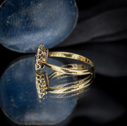 Antique Sapphire and Diamond Cluster 18ct Gold and Platinum Ring