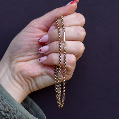 Antique Victorian 9ct Gold Faceted Belcher Link Chain Necklace with Barrel Clasp | 18"