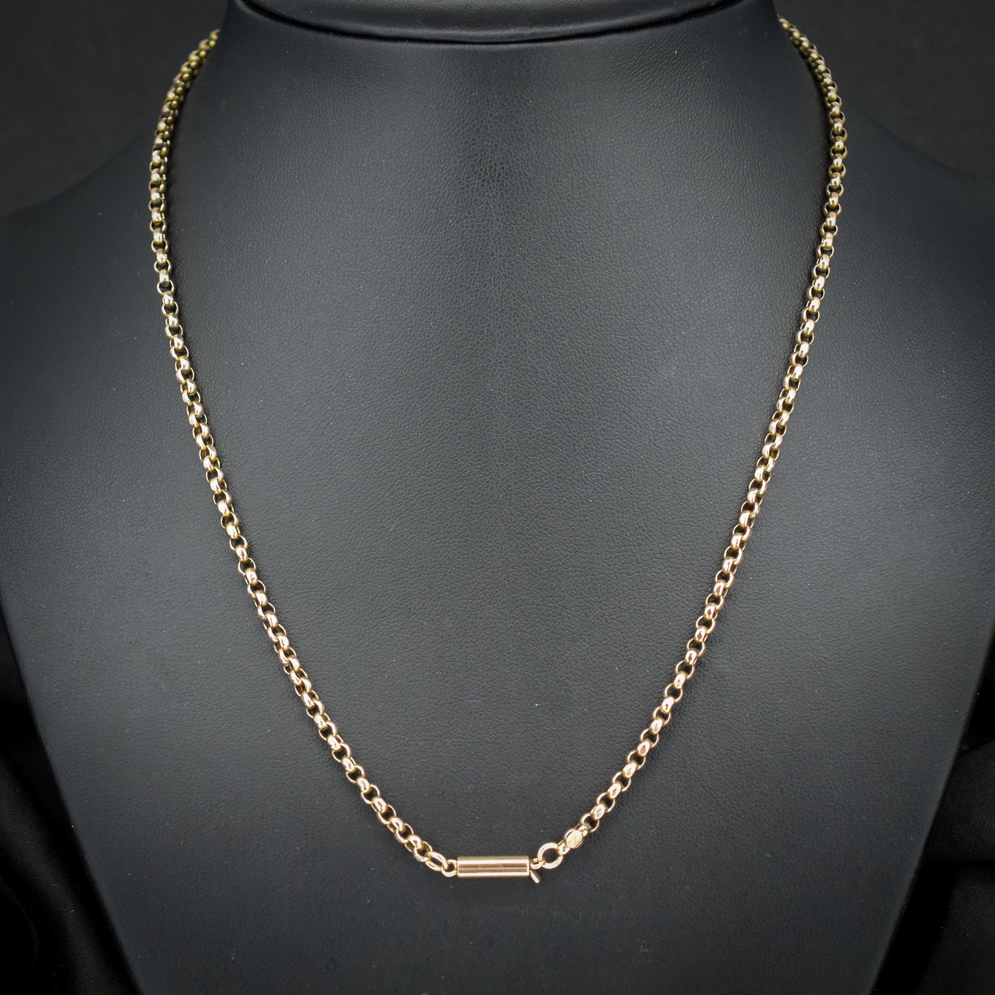 Antique Victorian 9ct Gold Faceted Belcher Link Chain Necklace with Barrel Clasp | 18"