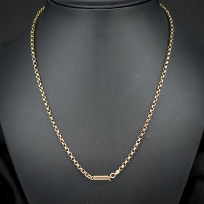 Antique Victorian 9ct Gold Faceted Belcher Link Chain Necklace with Barrel Clasp | 18"