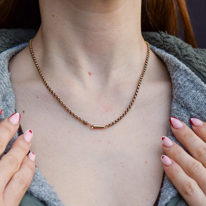 Antique Victorian 9ct Gold Faceted Belcher Link Chain Necklace with Barrel Clasp | 18"