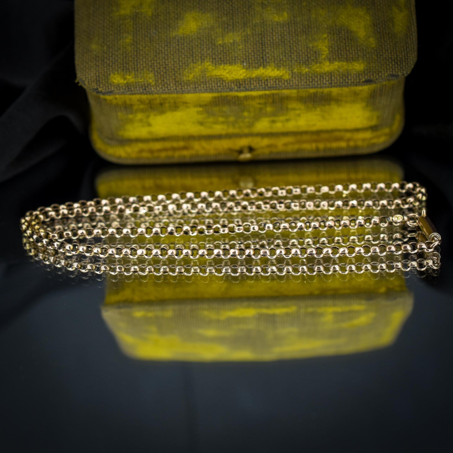 Antique Victorian 9ct Gold Faceted Belcher Link Chain Necklace with Barrel Clasp | 18"