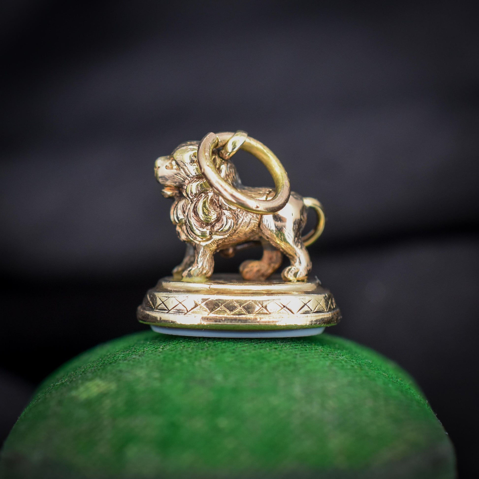 Antique Lion Ornate Sardonyx Fob Seal Pendant Charm