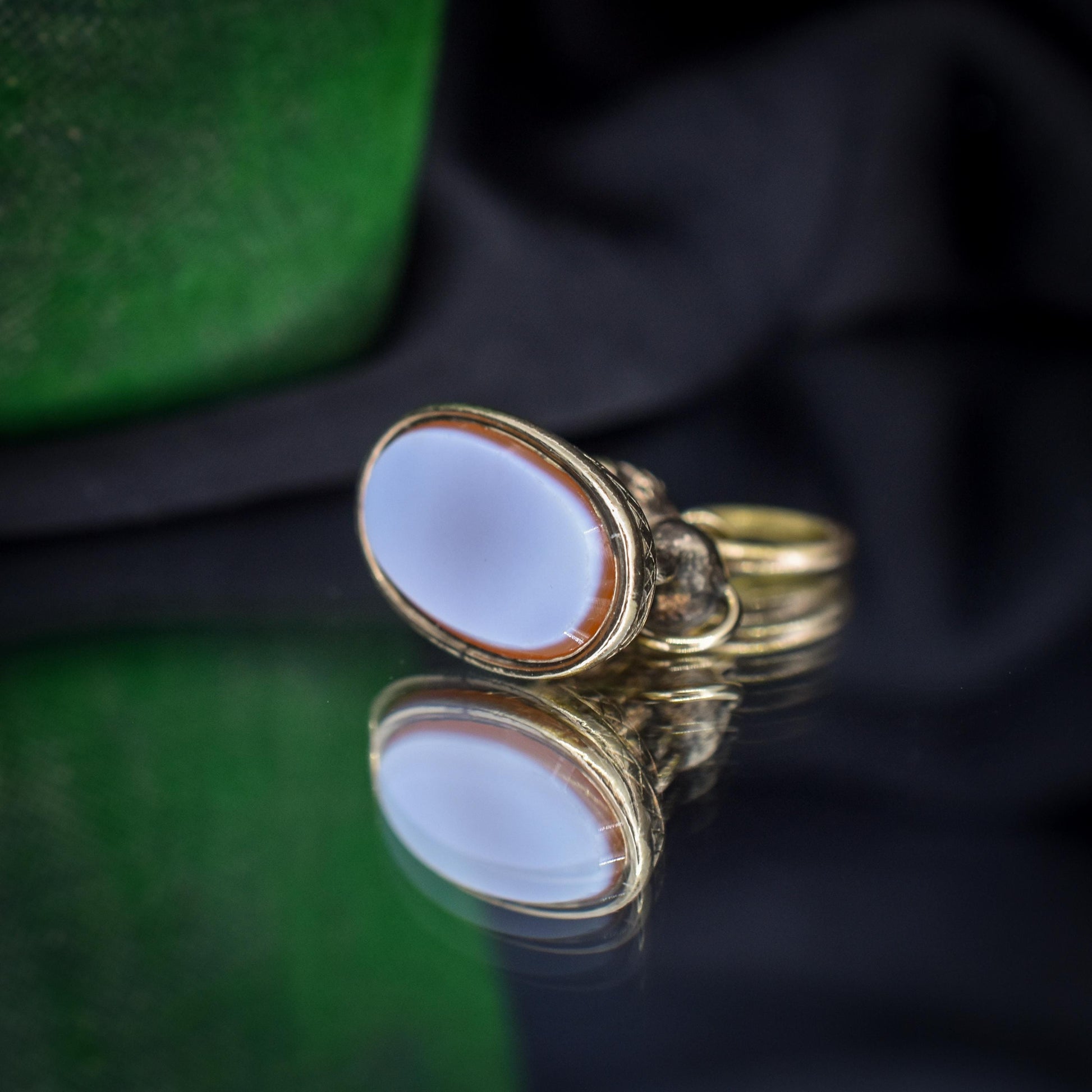 Antique Lion Ornate Sardonyx Fob Seal Pendant Charm