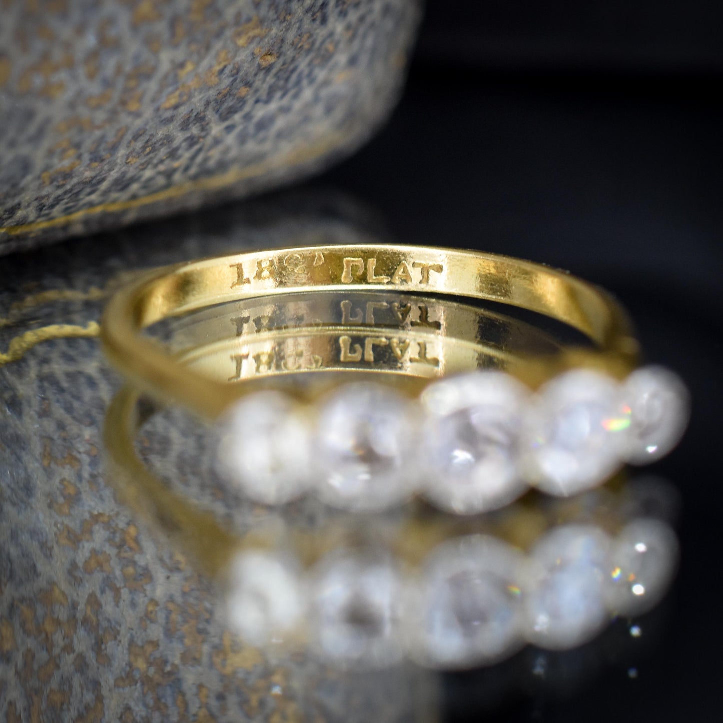 Antique Diamond Five Stone Bezel 18ct Gold Platinum Ring - 0.50ct