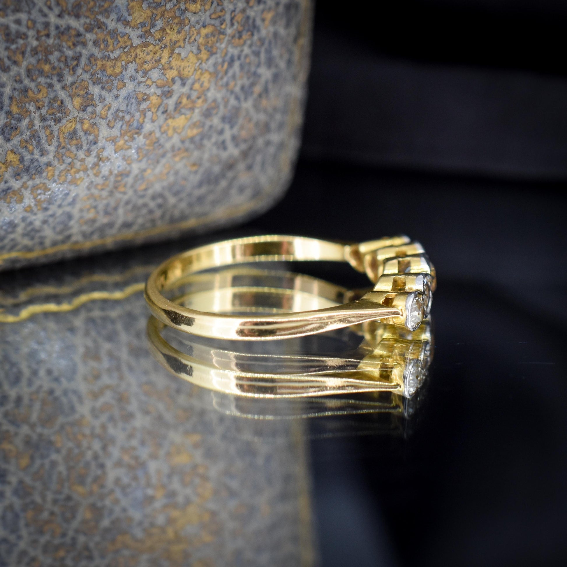 Antique Diamond Five Stone Bezel 18ct Gold Platinum Ring - 0.50ct