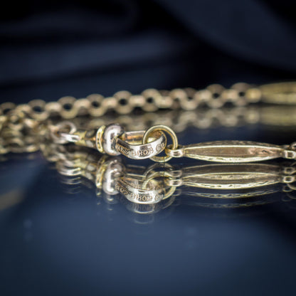 Antique Rolled Gold Fancy Link Chain Necklace with Dog Clip | 36" Length