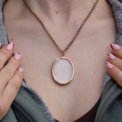 Antique Oval Glass 9ct Gold Photo Locket Pendant