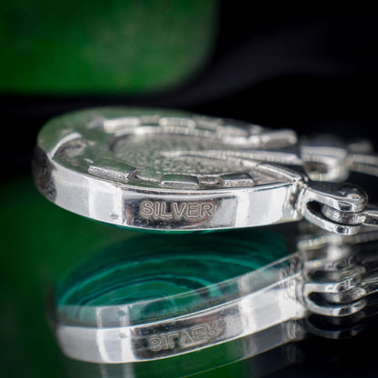 Malachite Horseshoe Sterling Silver Padlock Pendant Charm