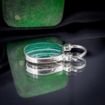 Malachite Horseshoe Sterling Silver Padlock Pendant Charm