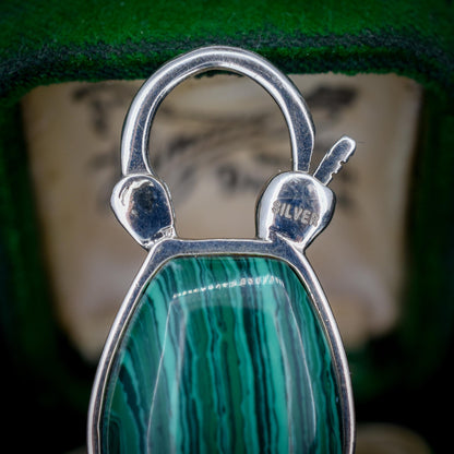 Malachite Horseshoe Sterling Silver Padlock Pendant Charm