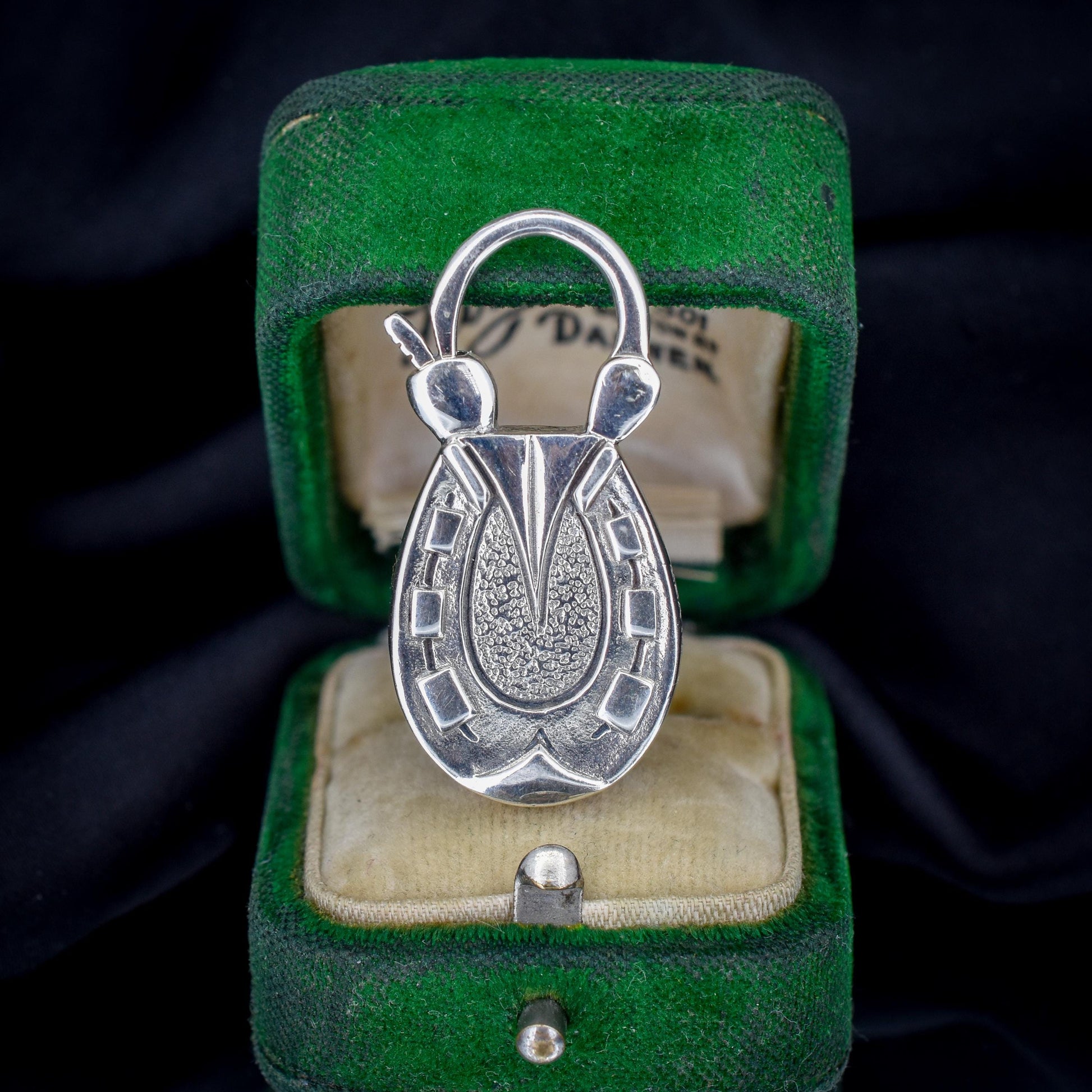 Malachite Horseshoe Sterling Silver Padlock Pendant Charm