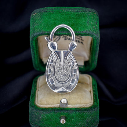 Malachite Horseshoe Sterling Silver Padlock Pendant Charm