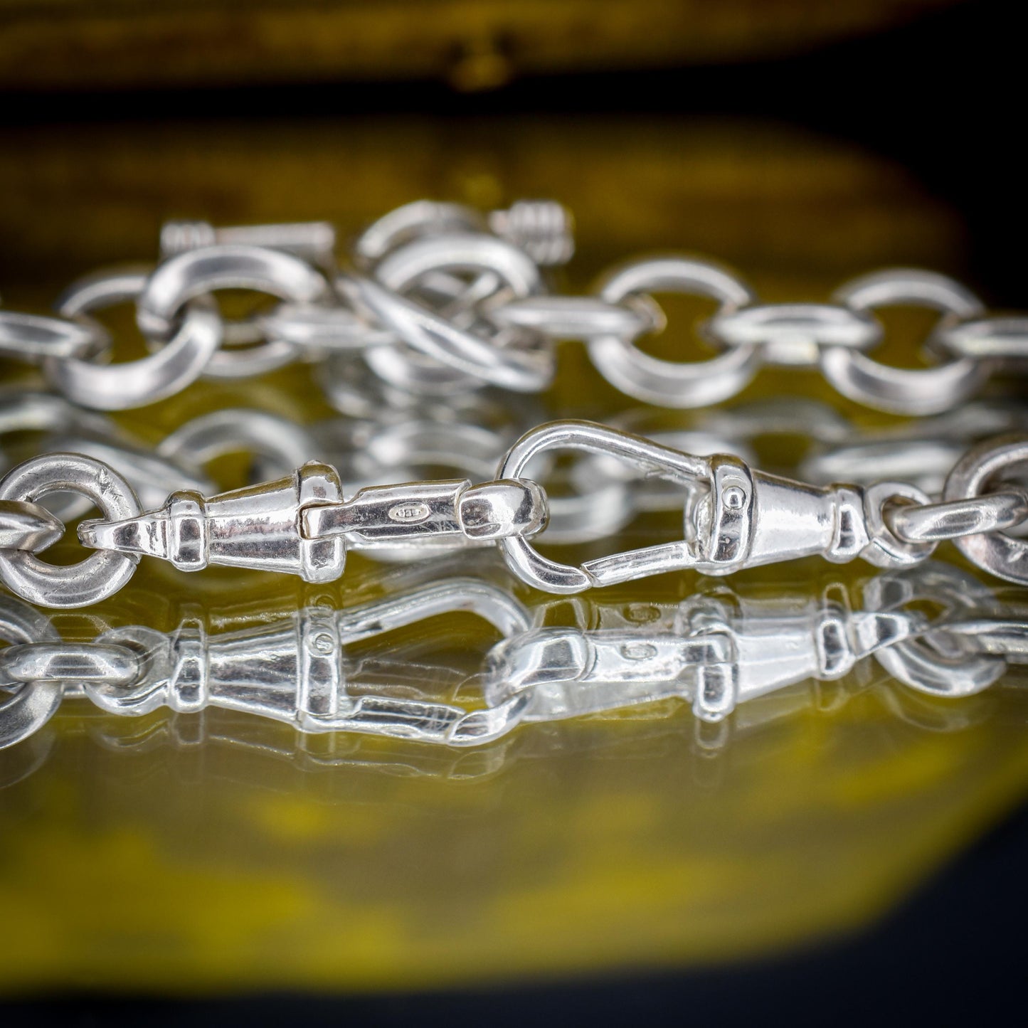 Vintage Sterling Silver Oval Link Chain Necklace with Sliding T-bar and Dog Clips | 17.5" Length