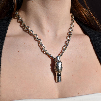 Vintage Sterling Silver Novelty Hunting Dog Whistle Pendant