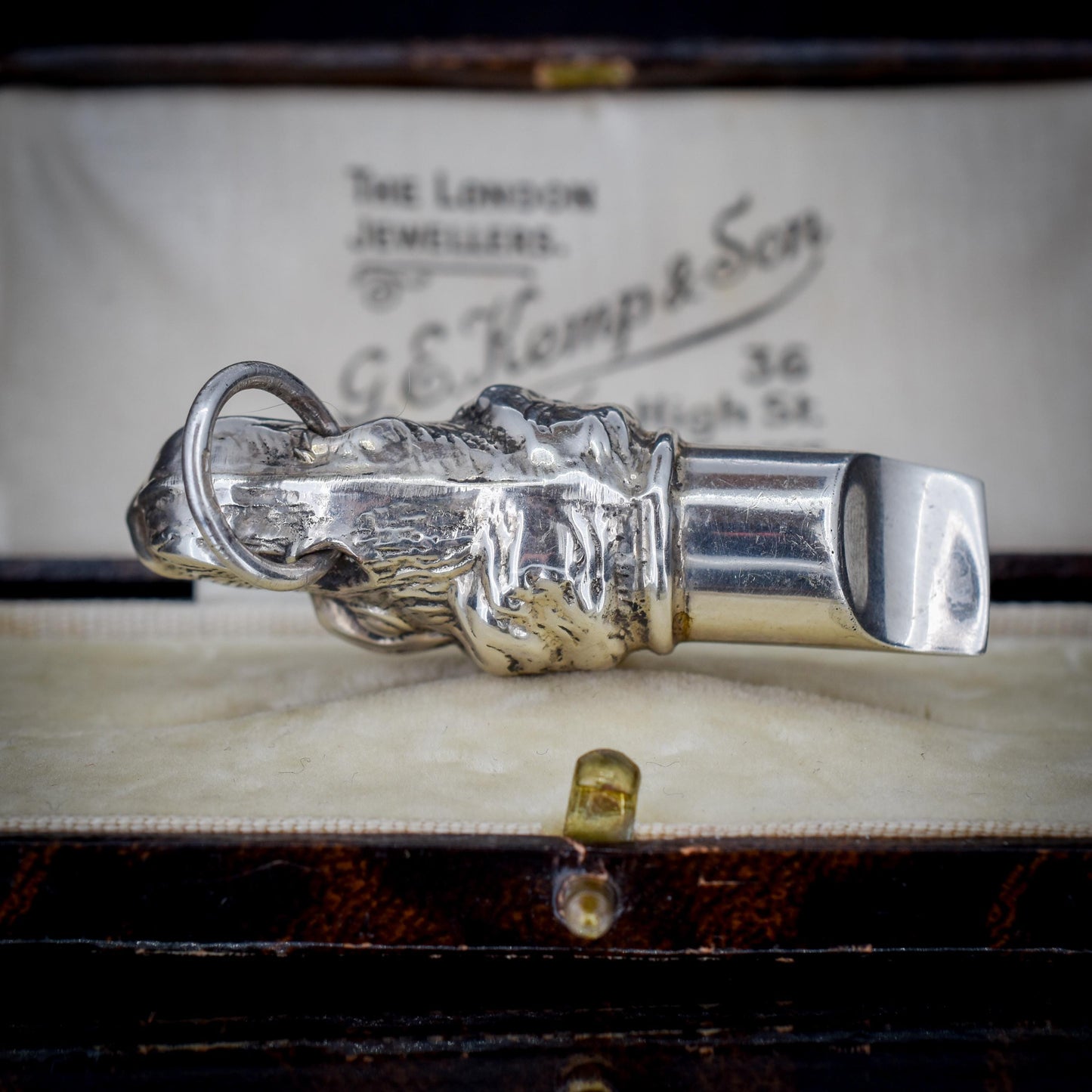 Vintage Sterling Silver Novelty Hunting Dog Whistle Pendant